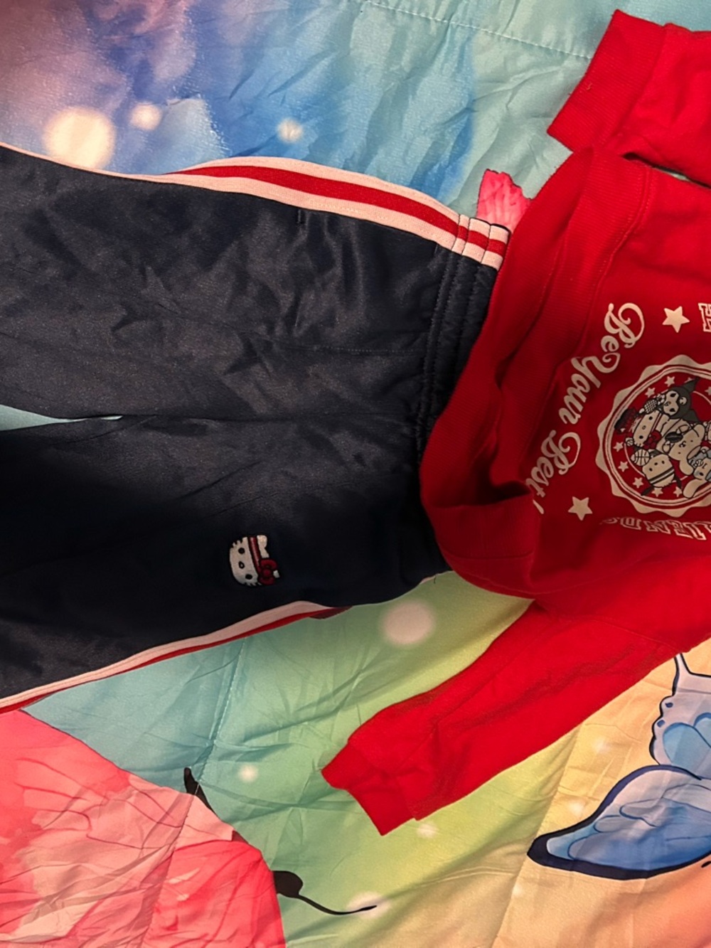 Kids Navy Track Pants with Red & White Stripe